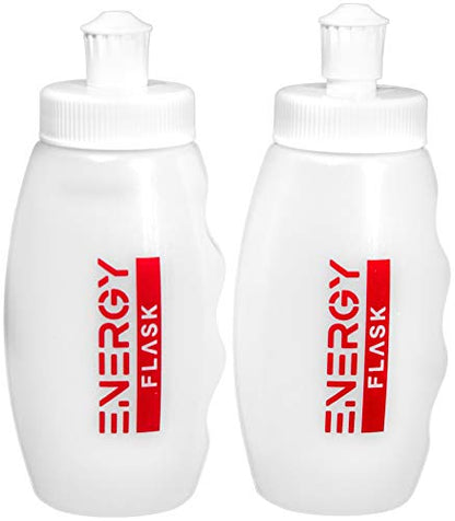 (2 Bottles) Small, Semi-Rigid, Easy-to-Clean, Refillable Gu Flask for Sports Nutrition Liquid Energy Gel Flask - Cycling Flask, Running Flask, Triathlons, Marathons. 110ml (3.5oz)