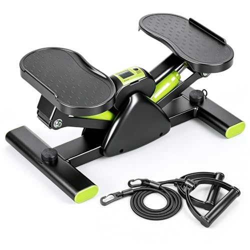 Rock Stepper Side-to-Side Lateral Exercise Machine – Quiet & Stable Low-Impact Hydraulic Rocking Stepper with Resistance Bands & Gym Accessories Equipment for Home Office Workout