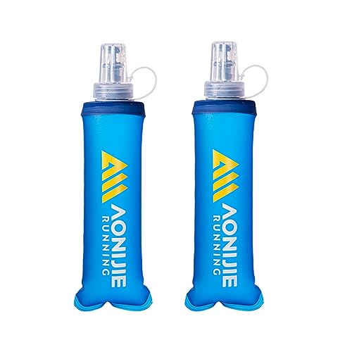 AONIJIE Soft Flasks, TPU Collapsible Foldable Water Bottles for Hydration Pack Running Cycling 2 Pack (250ml pack of 2) - color: 250ml pack of 2