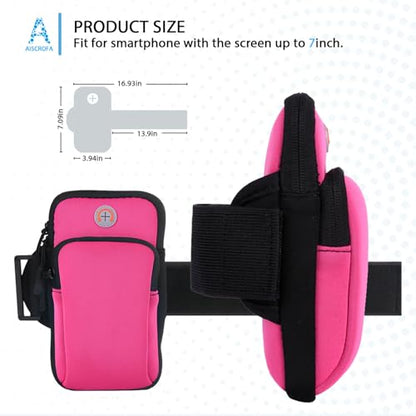 Running Armband, Cell Phone Purse Small Crossbody Bags for Women Men Kids Pouch for iPhone 15/14/13 pro/Plus/xs/xr/xs max, Galaxy S22 Ultra and More - color: 2 Pack Rose Red