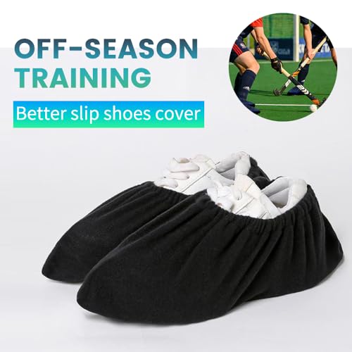 Slide Board Booties for Smooth Gliding (Reusable, Washable) Shoe Covers Compatible with All Fitness Hockey Slide Boards Slip Over Shoe Design - color: black