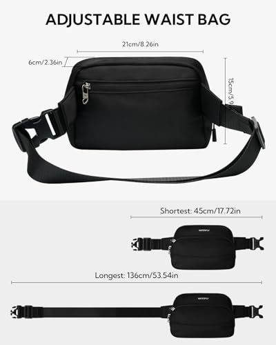 WATERFLY Fanny Pack Belt Bag for Men Women Casual Waist Pack - color: Black