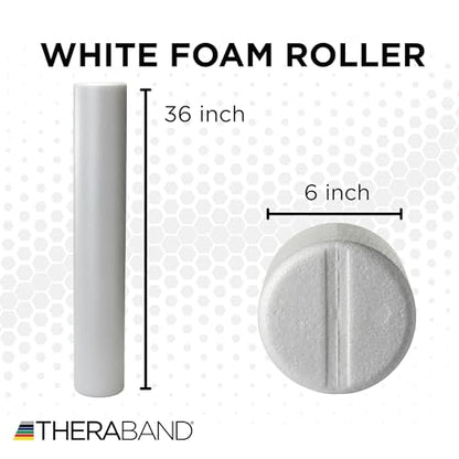 THERABAND Pro Foam Roller, Back, Muscle, Exercise, Physical Therapy, White - size: 6in x 36in - Round