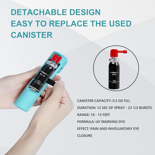 3-in-1 Personal Alarm Safety Keychain Set, Max Strength Pepper Gel & 130 dB Siren & Strobe Lights, UV Marking Dye & Flip-top Cap & Rechargeable & Canister Replaceable - (Without Wristband) - color: Aqua