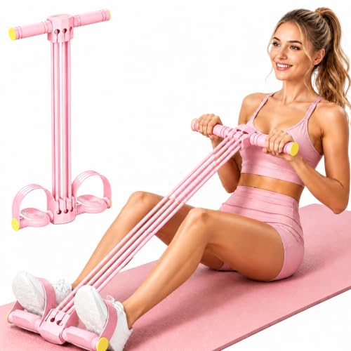 Adjustable 6-Tube Pedal Resistance Band with Handle, Detachable Natural Rubber Foot Pedal Resistance Band for Full Body Home Workout, Abdomen Waist Arm Leg Training and Fitness Gift