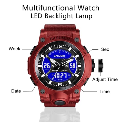 Military Digital Watches for Men Waterproof Work Mens Watch Sports - color: K-Red3
