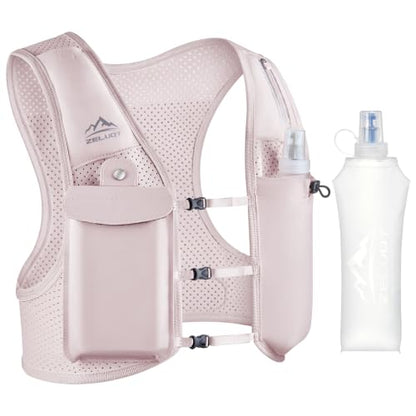 Zelvot Running Vest for Women Men, Touchscreen Phone Pocket - color: Pink, size: Medium-Large