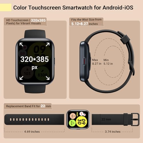 Smartwatch for Women/Men, Compatible with Android & iPhone, 1.8'' Fitness Tracker Watch with Alexa, Call & Notification Alerts, Heart Rate & Sleep Monitor, 120 Sports Modes, Waterproof Smart Watch - color: Galaxy Black