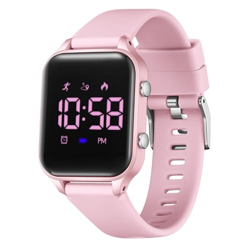 Kids Digital Watches for Boys Girls, Sports Watch with Fitness Tracker, Pedometer, Alarm Clocks, Stopwatch, No App Needed Waterproof Kids Watch, Gift for Teens Student Girls Boys Ages 5-14 - color: Pink