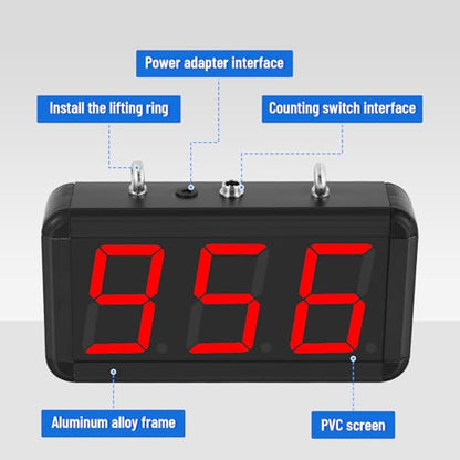 JIAWANSHUN 3-Digit Digital Lap Counter, 3.5" LED Display for Golf & Kart