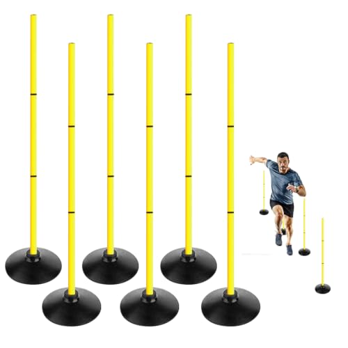 4FT Agility Poles Set Detachable Speed Training Poles Soccer Slalom Sticks with Agility Ladder and Cones - style: 6 pcs