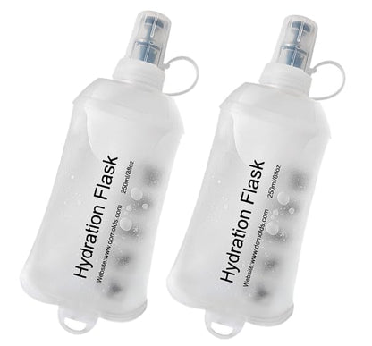 CLINTT 250ml Soft Flask, Foldable Running Water Bottle, TPU Folding Soft Water Flask, BPA-Free Collapsible Flask for Hydration Pack Running Vest, Cycling, Climbing, Hiking - 2Pcs, White - color: 2pcs,250ml white