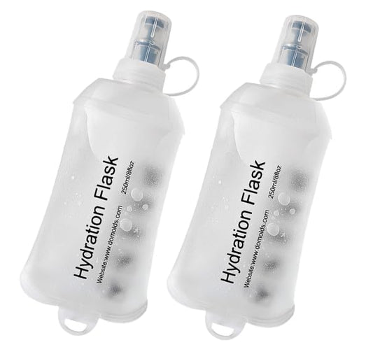 CLINTT 250ml Soft Flask, Foldable Running Water Bottle, TPU Folding Soft Water Flask, BPA-Free Collapsible Flask for Hydration Pack Running Vest, Cycling, Climbing, Hiking - 2Pcs, White - color: 2pcs,250ml white