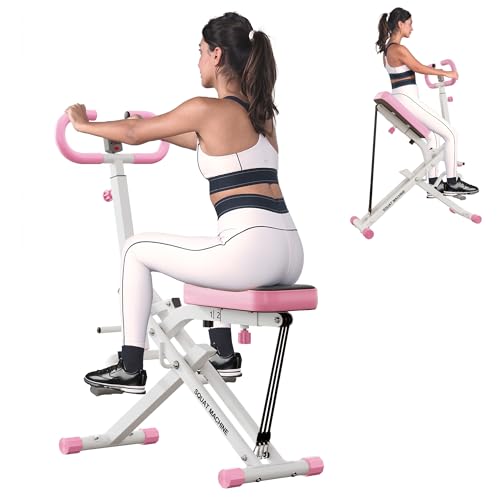 SogesHome Foldable & Adjustable Squat Rowing Machine for Home Gym with Band
