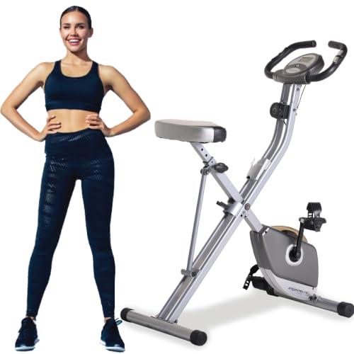 Exerpeutic Foldable Exercise Bike, 8 levels of Resistance Stationary Bicycle with Airsoft Seat, LCD Display to Track Distance, Calories, Time and Speed