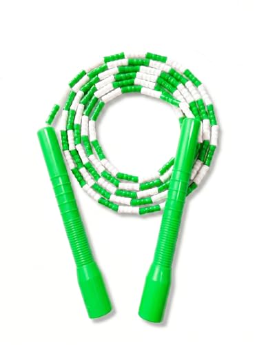 YUEDONG Beaded Jump Rope, 20cm Handles, Soft TPU Beads, Rhythmic Click - color: GREEN