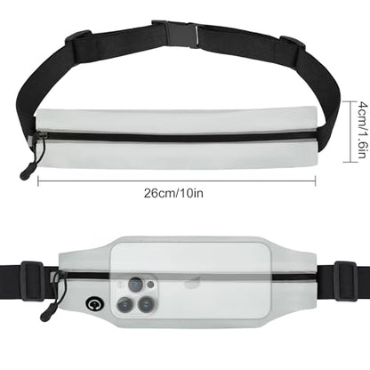 Running Belt Fanny Pack for Men and Women Slim Running Bag Phone Holder Runner Money Belt Running Essentials Workout Fitness - color: Grey