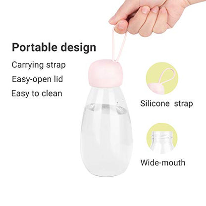 emoi BPA Free Water Bottle, 12oz/360ml Cute Water Bottle with Carrying Strap, Ideal for Kids Boys Girls Students Women Healthy Hydration-Pink - color: Pink Cap, size: 12 Ounces