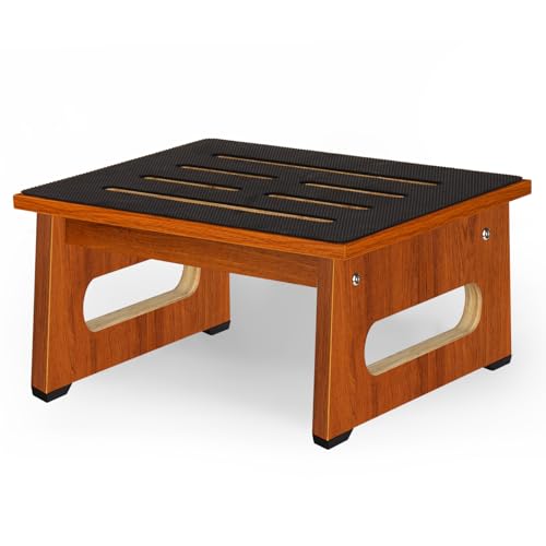 One Step Stool for Bed, Wooden Step Stool with Non-Slip Feet, 450 LBS Capacity Stepping Stool for Adults Seniors, Bedside Steps for High Beds, Bathroom Kitchen Bedroom, Easy to Assemble, Rustic Brown - color: Rustic Brown, size: 6.9 Inch