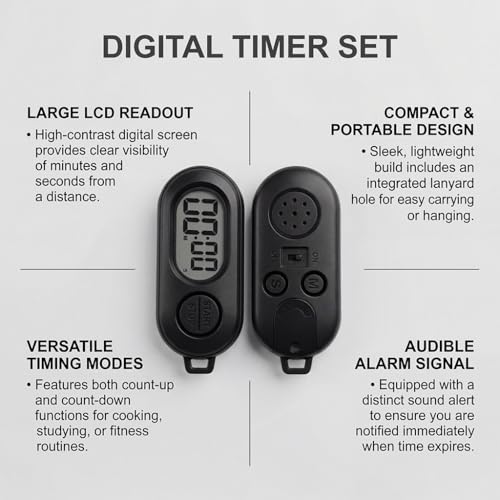 2 Pack Mini Digital Keychain Timer, Countdown and Stopwatch