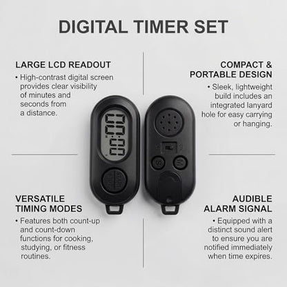2 Pack Mini Digital Keychain Timer, Countdown and Stopwatch