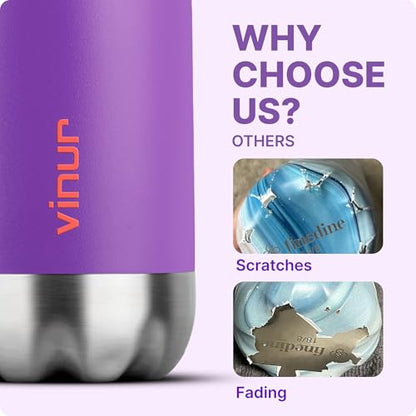 Small Water Bottle-12 oz Leak Proof Stainless Steel Water Bottle for Purse - color: Purple, size: 12 Ounces