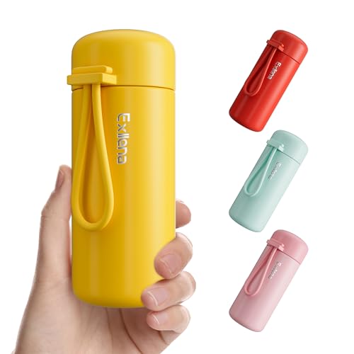 Exllena Mini Water Bottle 5oz, Small Insulated Water Bottle for Hot&Cold Drinks, Water Bottle Purse with Carry Handle - 100% Leakproof Perfect for School, Travel...(Yellow) - color: Yellow, size: 5.1 Ounces