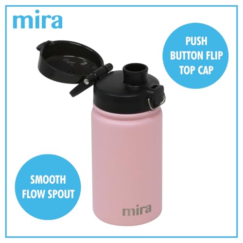 MIRA 12 oz Water Bottle with Spout Lid – Small Portable Vacuum Insulated Stainless Steel Thermo Flask for Travel, Hiking, Gym - Rose Pink - color: Rose Pink