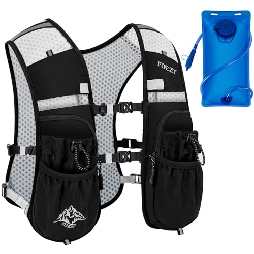 ITIEZY Running Vest for Women Men, 5L Hydration Backpack Lightweight Running Water Vest with Leak-Proof Bladder Sleeve for Marathon, Trail, Cycling, Hiking, Jogging - color: 01 Black, size: Large