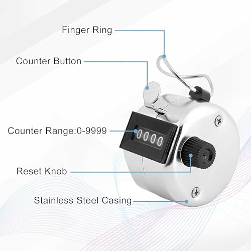 2 Pack Hand Tally Counter, 4-Digit Metal Mechanical Clicker