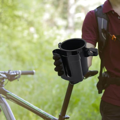 Bike Cup Holder & Phone Mount, 3-in-1 Waterproof Handlebar Drink Holder with Phone Mount ＆Cell Phon e Keys for E-Bike, Scooter, Stroller, Wheelchair (Black) - color: black