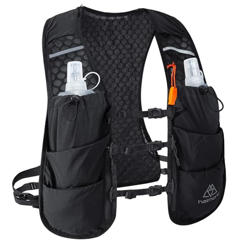 Haimont 5L Trail Running Hydration Vest with Soft Flasks - color: Black, size: Medium