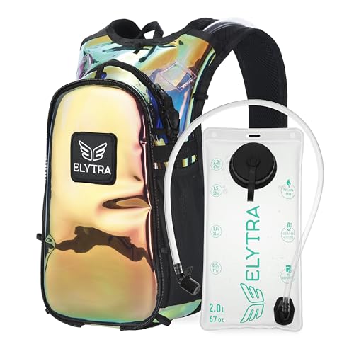 ELYTRA Air Hydration Pack with 2L Bladder, Magnetic Tube Clip | Customizable Rave & Festival Backpack | Lightweight Hydration Backpack for Hiking, Running, Biking & Outdoor Adventures - color: Galaxy
