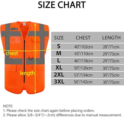 wefeyuv Reflective Safety Vest Class 2 High Visibility Vest pocket - color: Orange, size: Medium