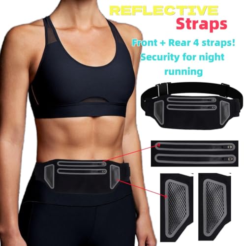 Ultra-Slim Waterproof Running Waist Pack with Dual Zipper，Slim Running ， Pouch Waist for Workout Jogging,Travel Money Running Gear Accessories