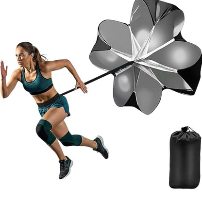 Running Speed Training, 56 inch Speed Drills Resistance Parachute Running Sprint Chute Soccer Football Sport Speed Training - color: black