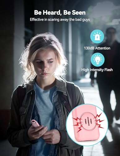 TECKNET Rechargeable Personal Safety Alarm for Women, 130dB Self Defense Keychain Alarm with SOS Strobe Light, Low Battery Notice, Loud Siren Safety Keychain for Girls Kids Elderly - Pink - color: 1 Pink