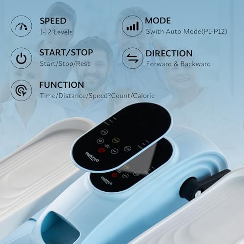 Under Desk Elliptical Exercise Machine, Electric Leg Exerciser with 12 Speeds, Forward & Reverse Modes,Quiet Compact Seated Pedal Stepper Machine with Remote Control for Seniors & Adults - color: Blue