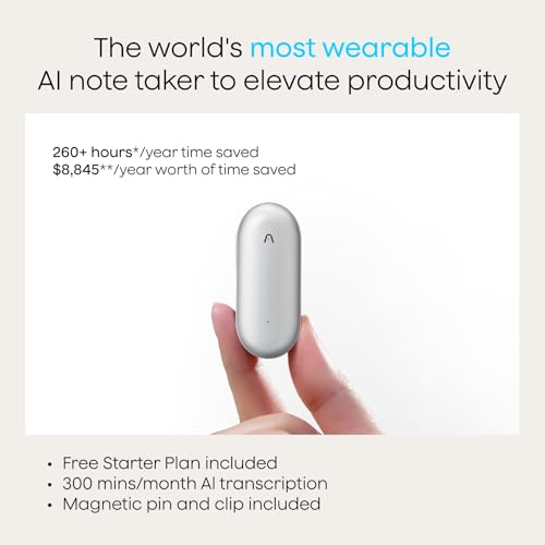 Plaud NotePin Wearable AI Voice Recorder, Lunar Silver, Non-S Version - color: Silver