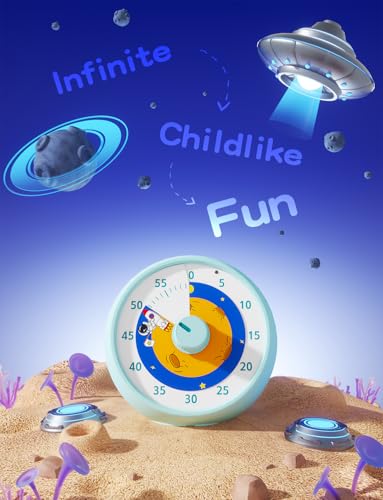 Visual Timer for Kids, 60-Minute Countdown Timer for Classroom Office Kitchen, Desk Timer Kids Time Management Tools with Silent Operation, Pomodoro Time Rainbow Pattern - color: Planet Blue