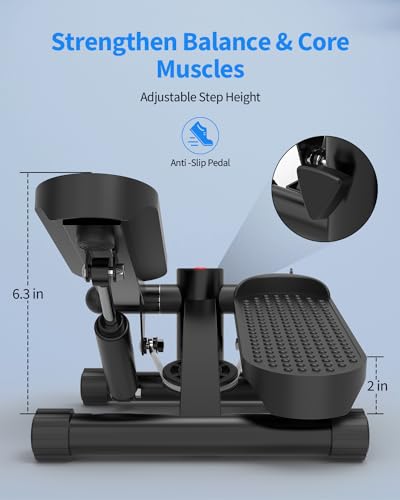 Stair Stepper for Exercise, Mini Steppers with Resistance Band, Hydraulic Fitness Stepper Exercise Home Workout Equipment for Full Body Workout, 330lbs Weight Capacity
