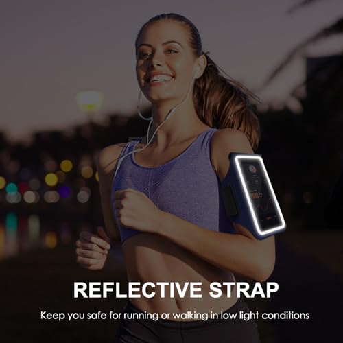 GUZACK Running Armband with Key Pockets & Card Slot, Up to 6.9", Medium - color: Navy Blue (Up to 6.9"), size: M