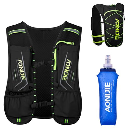 Azarxis Running Water Bottles Flask BPA Free Leakproof Hydration Vest Packs Waist Belt Replacement for Triathlon Marathon Hiking Cycling Climbing Runner - color: #6 Black (5L) - with a Soft Flask (500ml)