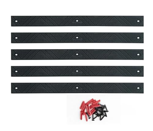 5 Pack 24" x 2" (600mm x 50mm) Non-Slip Decking Strips | Hard Wearing Polypropylene with Fixings | Outdoor Safety for Decks, Steps & Ramps | 10+ Year Lifespan (Black) - color: Black