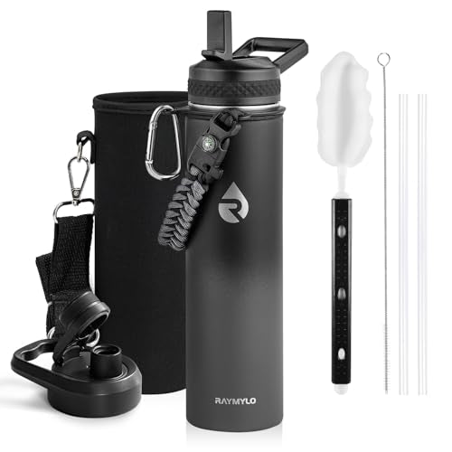 RAYMYLO Insulated Water Bottle 24 oz, Triple Wall Vacuum Stainless Steel - color: Dark Gray, size: 24 Ounces