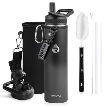 RAYMYLO Insulated Water Bottle 24 oz, Triple Wall Vacuum Stainless Steel - color: Dark Gray, size: 24 Ounces
