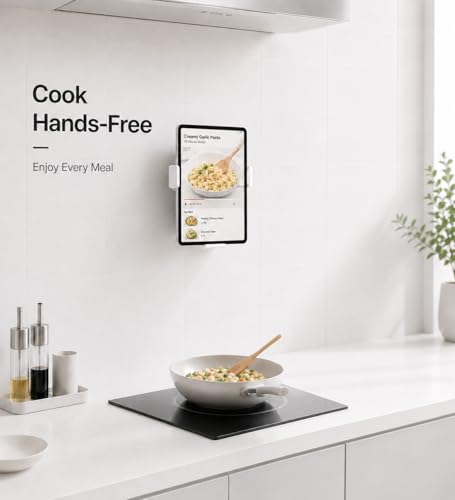 pzoz Tablet Wall Mount, No Drill iPad Holder, 360° Adjustable Mount