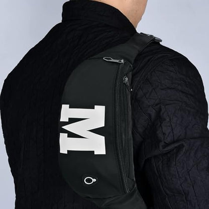 Fanny Packs for Men and Women Water-Repellent Sports Waist Pack Bag - color: 1pack-Black Letter M