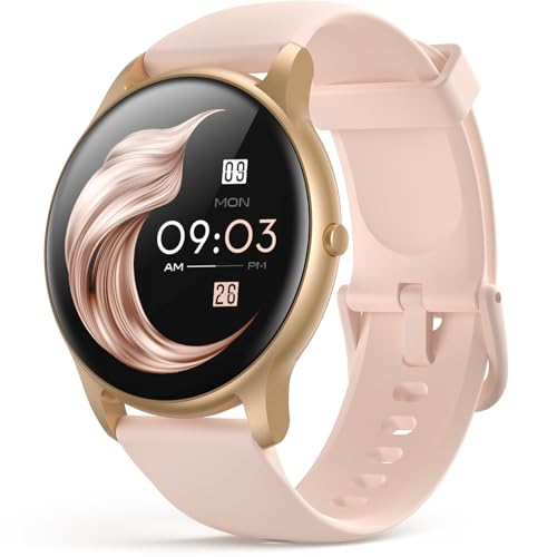 AGPTEK Smart Watch for Women, 5ATM Waterproof Fitness Watch(Rose Gold)