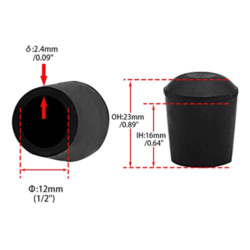 Flyshop Furniture Table Covers Non-Slip Durable Rubber Leg Tips Chair Leg Caps Floor Protectors Round Black 4PCS Size 12 mm, 1/2" - style: Inner Diameter-12mm
